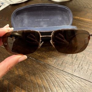 Giorgio Armani Brown and Bronzed Small Framed Sunglasses.